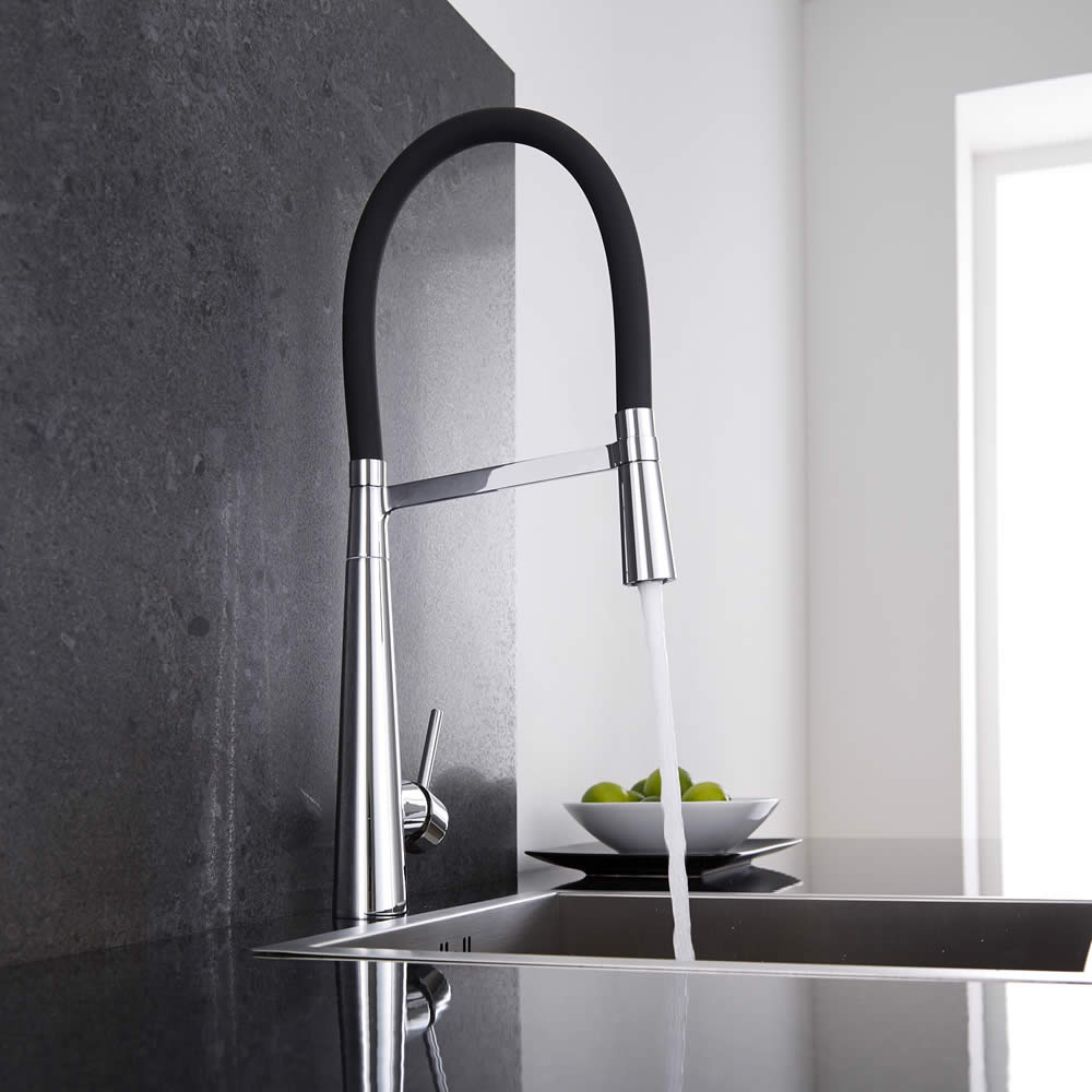 Miscelatore Lavello Cucina Nero con Doccia Estraibile