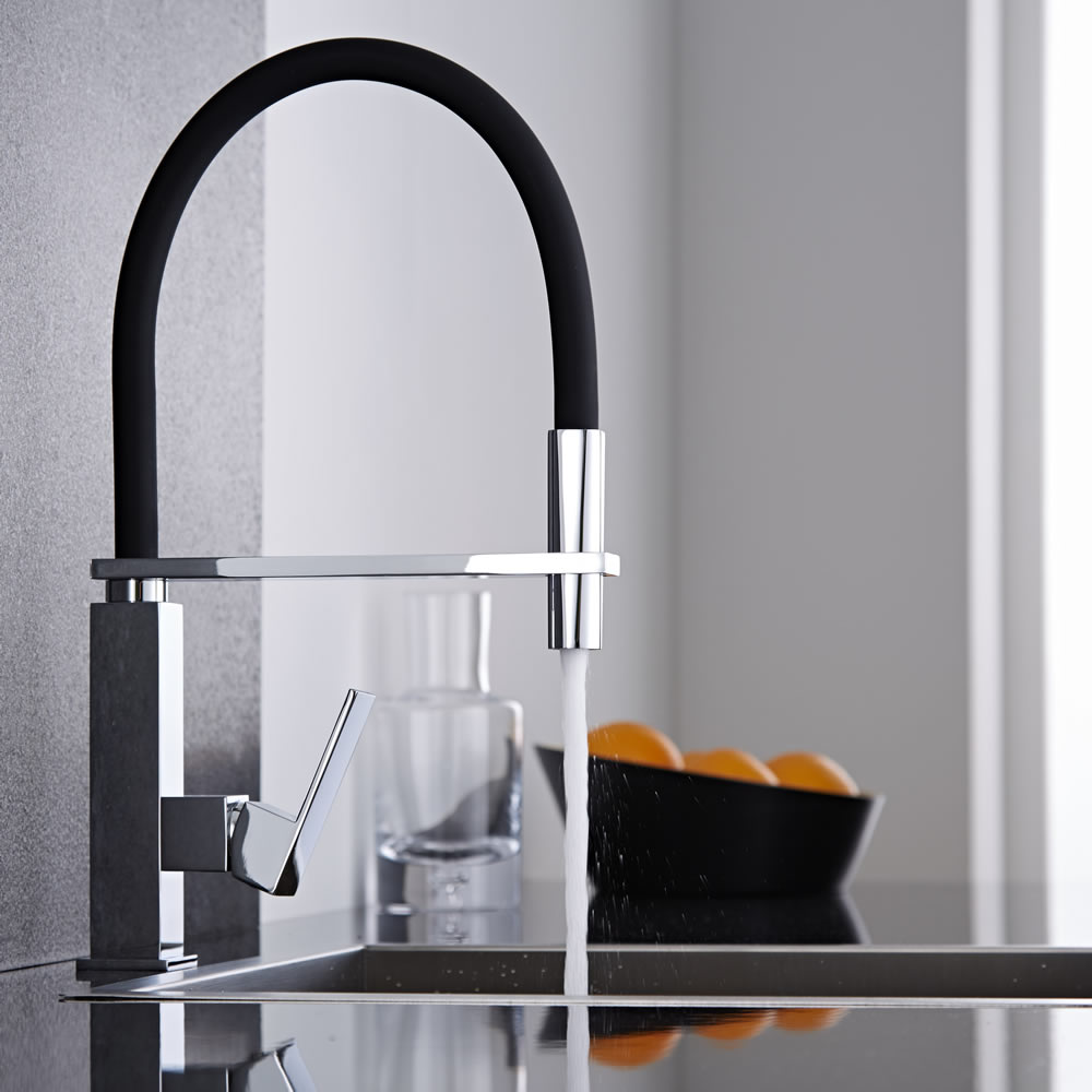 Miscelatore Lavello Cucina Nero con Doccia
