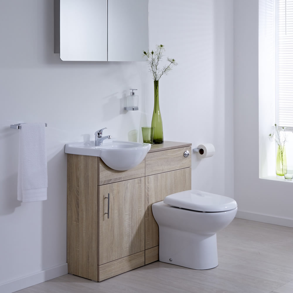Mobile Bagno di Colore Rovere con Lavabo e Sanitario Integrato 41x78x30cm