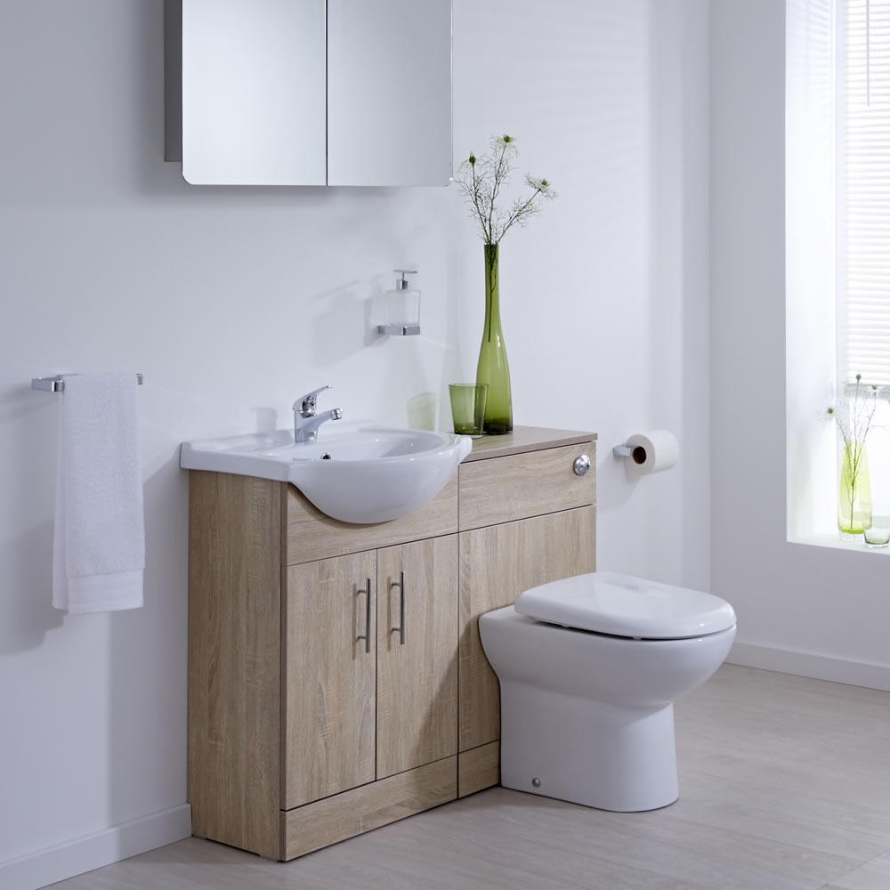 Mobile Bagno di Colore Rovere con Lavabo e Sanitario Integrato 51x78x30cm