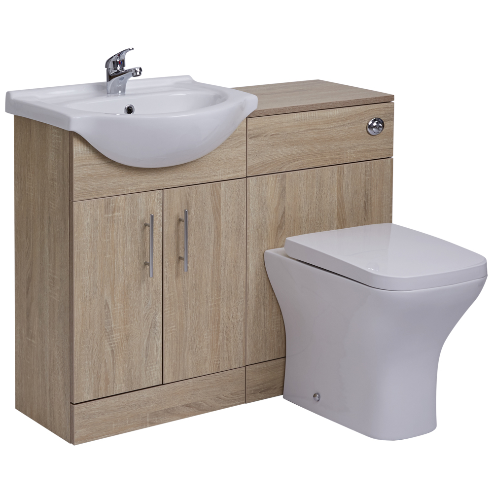Mobile Bagno Colore Rovere con Lavabo e Sanitario Integrato - 51x78x30cm