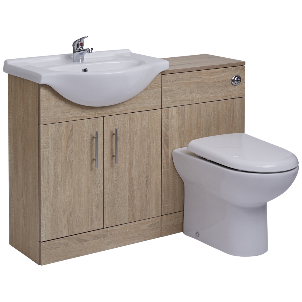 Mobile Bagno Colore Rovere con Lavabo e Sanitario Integrato 65x78x30cm