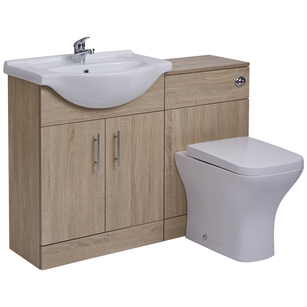 Mobile Bagno Colore Rovere con Lavabo e Sanitario Integrato 75x78x48cm