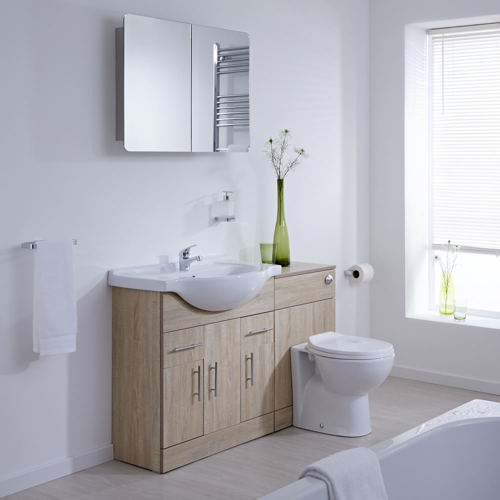 Mobile Bagno Colore Rovere con Lavabo e Sanitario Integrato- 75x78x48cm
