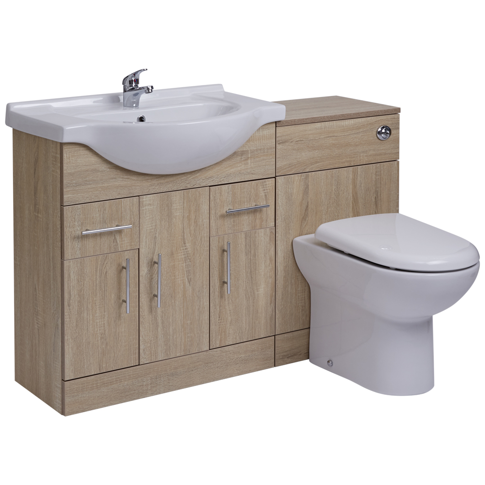 Mobile Bagno di Colore Rovere con Lavabo e Sanitario Integrato 75x78x48cm