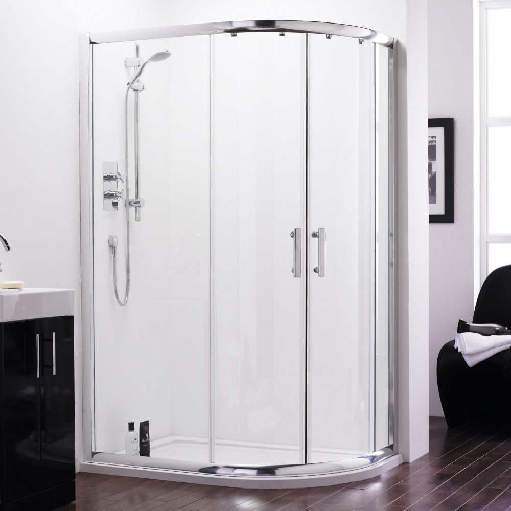 Cabina Box Doccia Semicircolare con Due Ante Scorrevoli e 2 Ante Fisse 1200x800mm con Piatto Doccia