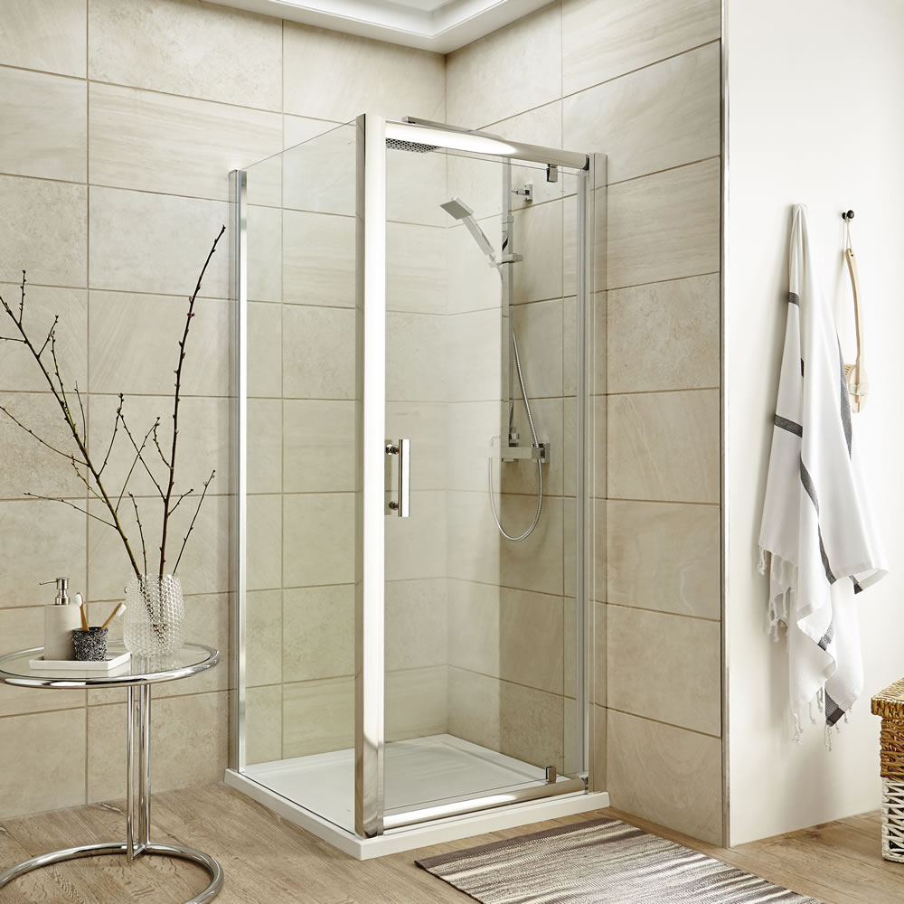 Cabina Box Doccia Angolare con Anta Battente 760x1850mm con Piatto Doccia