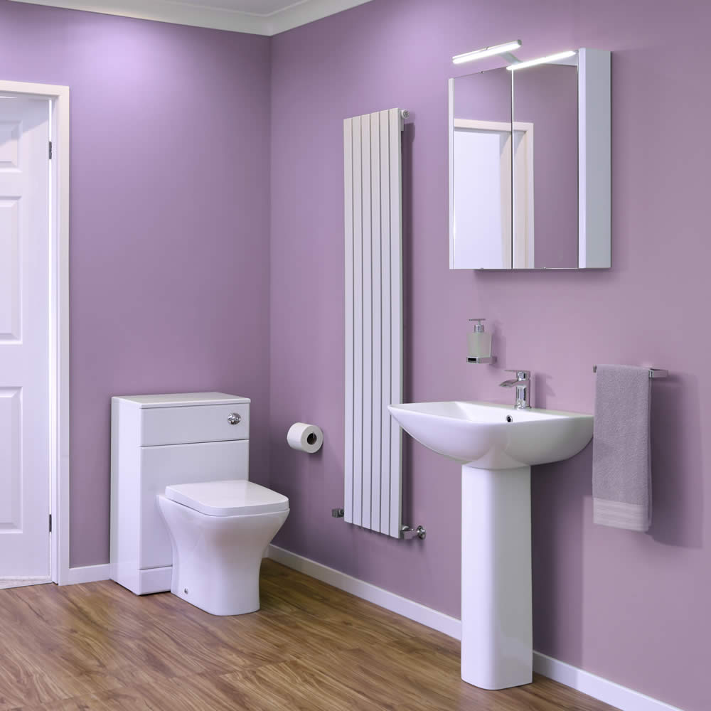 Set Bagno Completo di Lavabo su Colonna 550mm e Sanitario Moderno