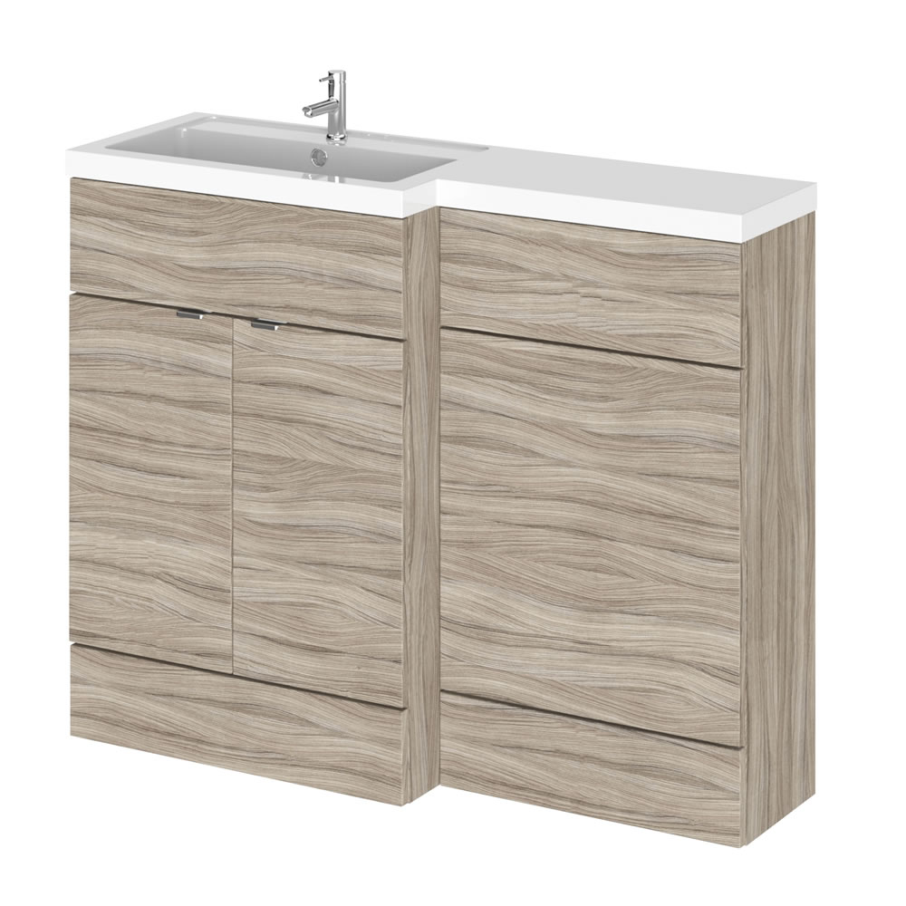 Mobile Lavabo con Mobiletto per Sanitario Bagno 1100mm Wengé Versione Sinistra