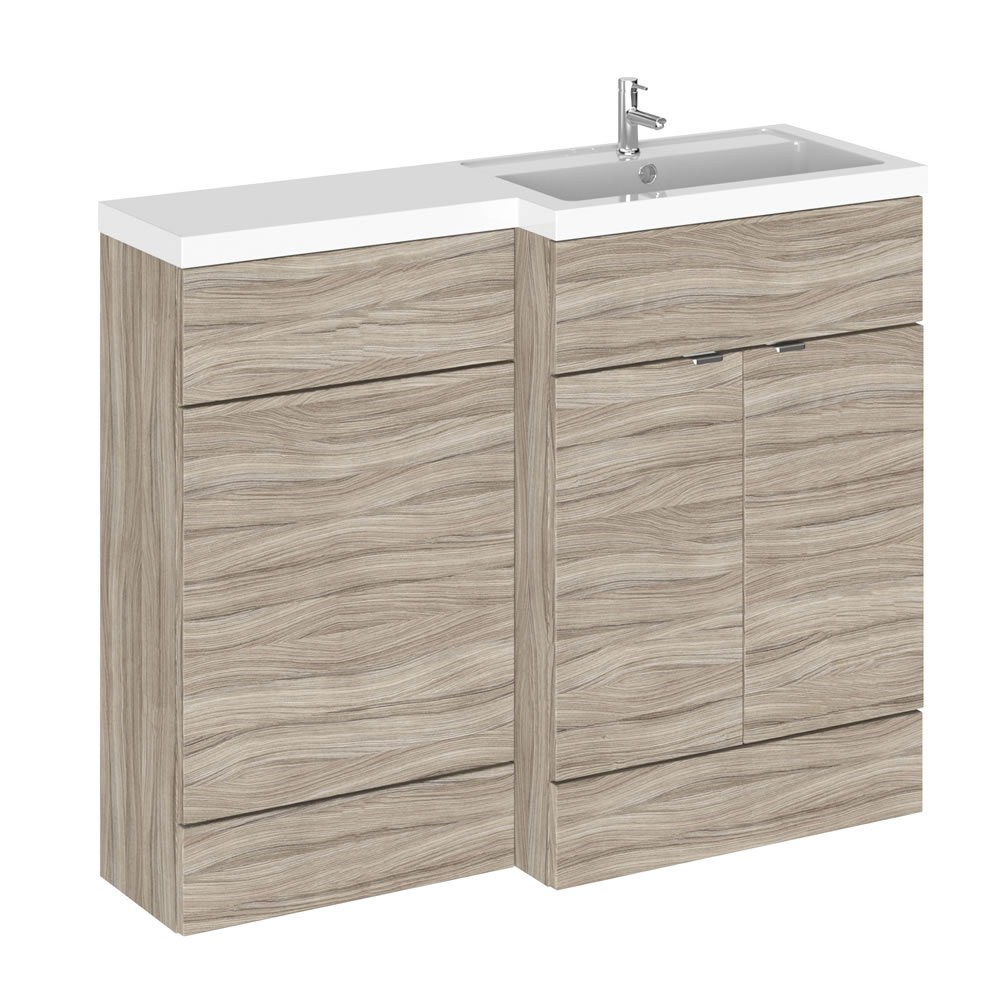 Mobile Lavabo con Mobiletto per Sanitario Bagno 1100mm Wengé Versione Destra
