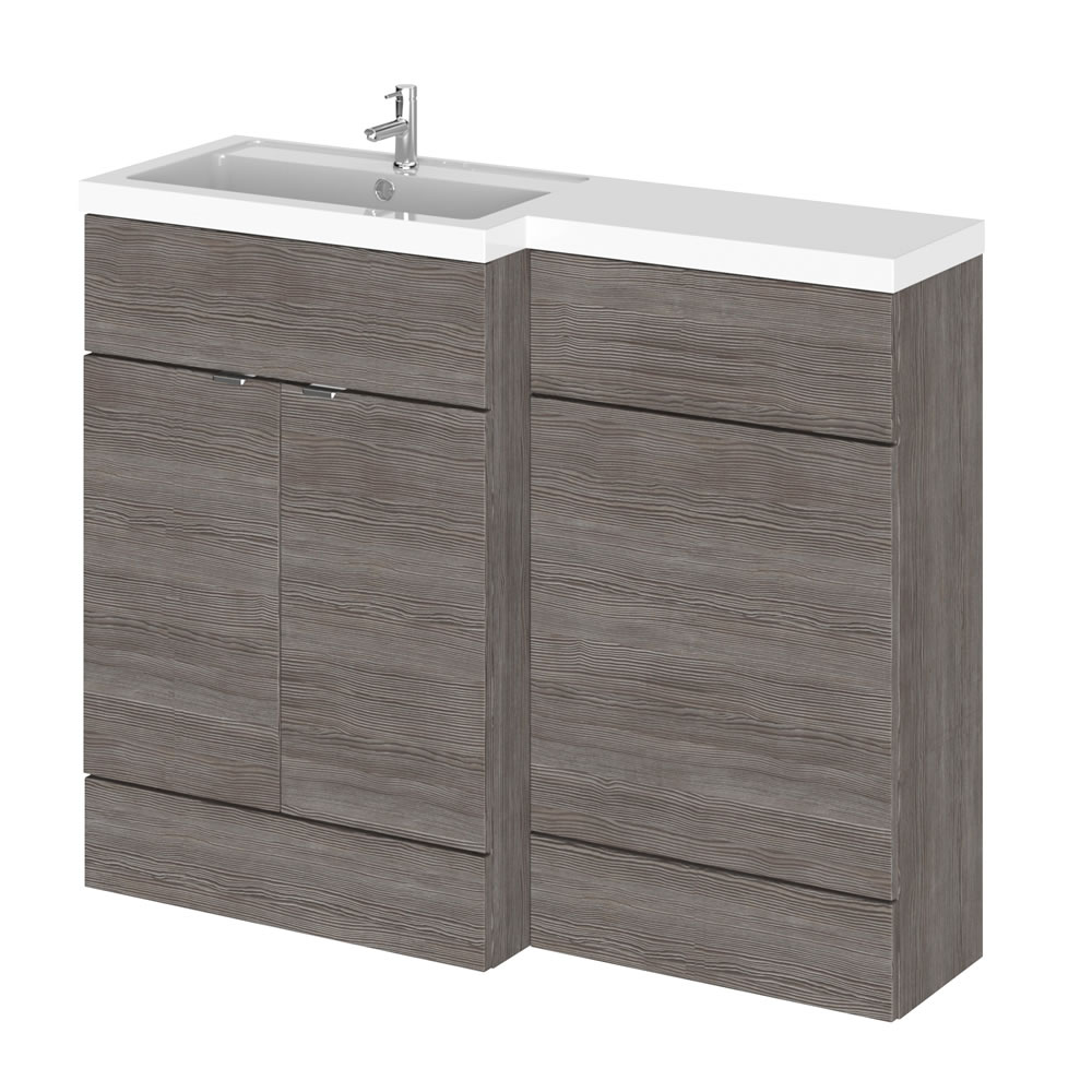 Mobile Lavabo con Mobiletto per Sanitario Bagno 1100mm Grigio Marrone Versione Sinistra