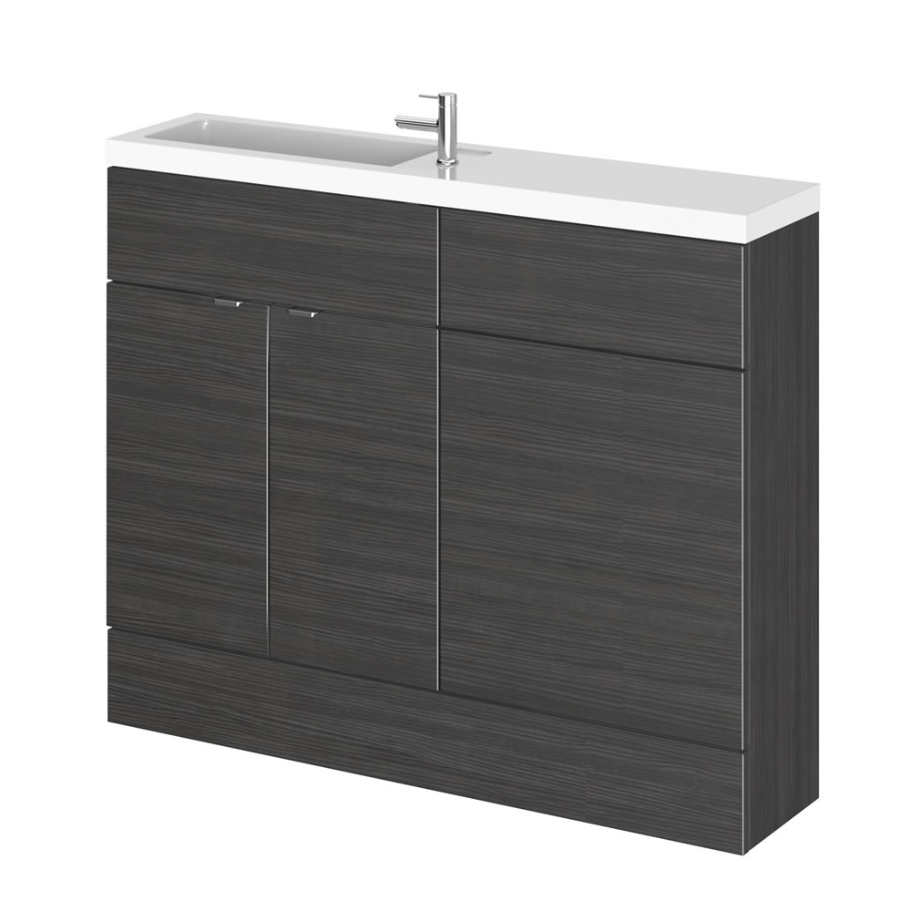Mobile Lavabo con Mobiletto per Sanitario Bagno 1100mm Nero