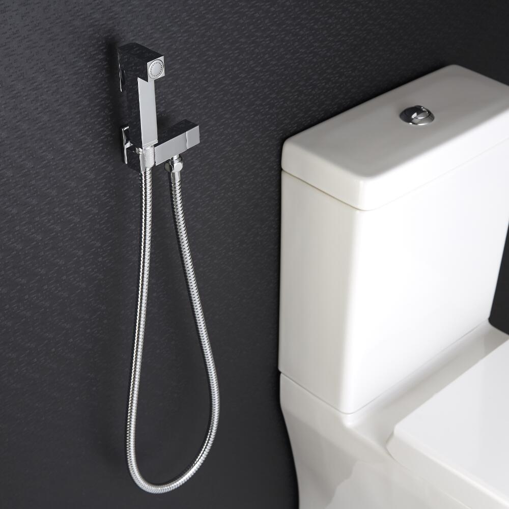 Kit Doccia Igienica per Sanitario con Doccetta, Clip Murale di Supporto e Flessibile