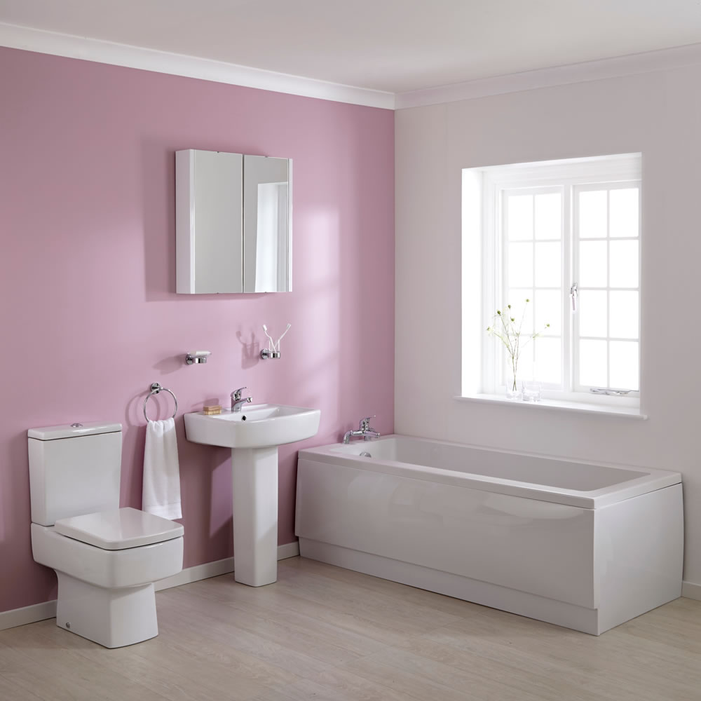 Set Completo per Stanza da Bagno con Vasca 1700mm, Lavabo e Sanitario in Stile Minimalist