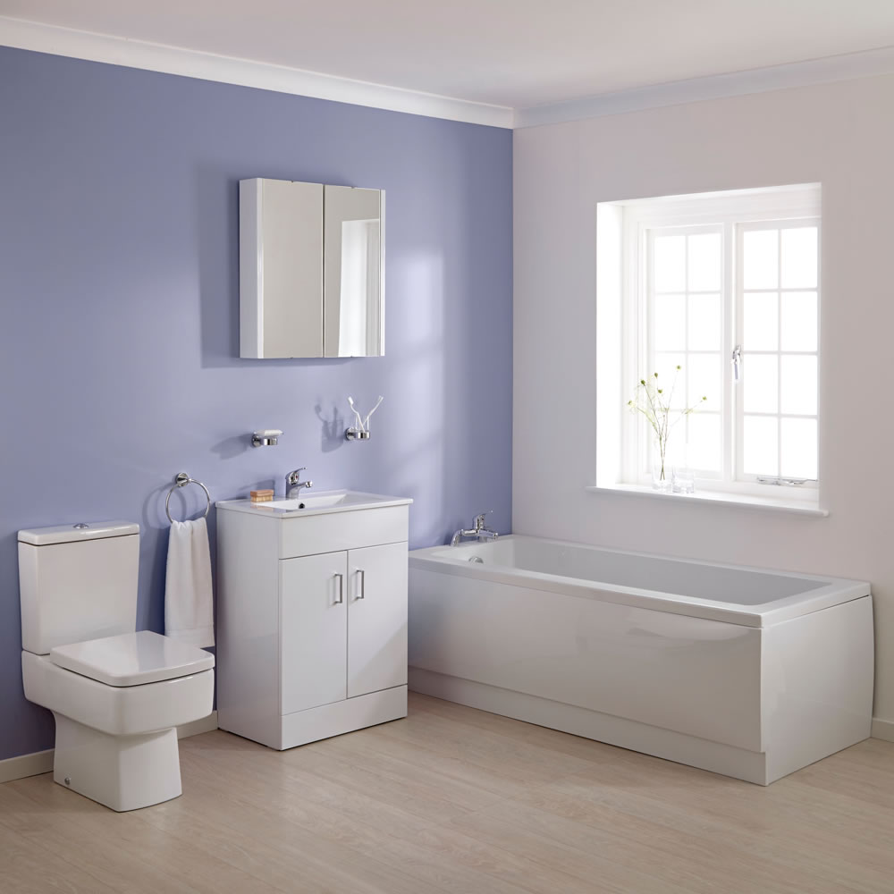 Set Completo per Stanza da Bagno con Vasca 1700mm, Mobile Lavabo e Sanitario