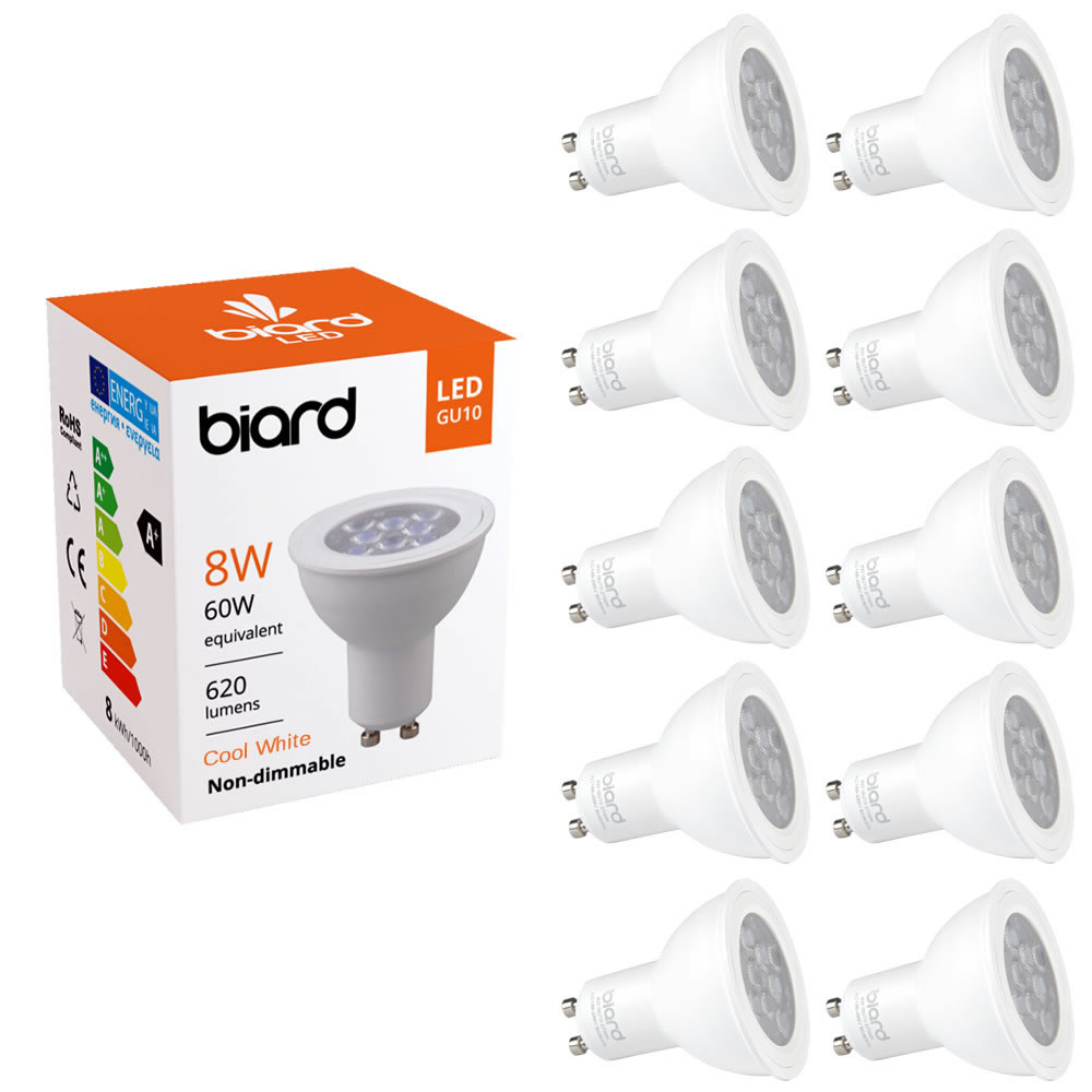 Set 10xFarettI Spot LED GU10 da Soffitto 8W Equivalente a 50W