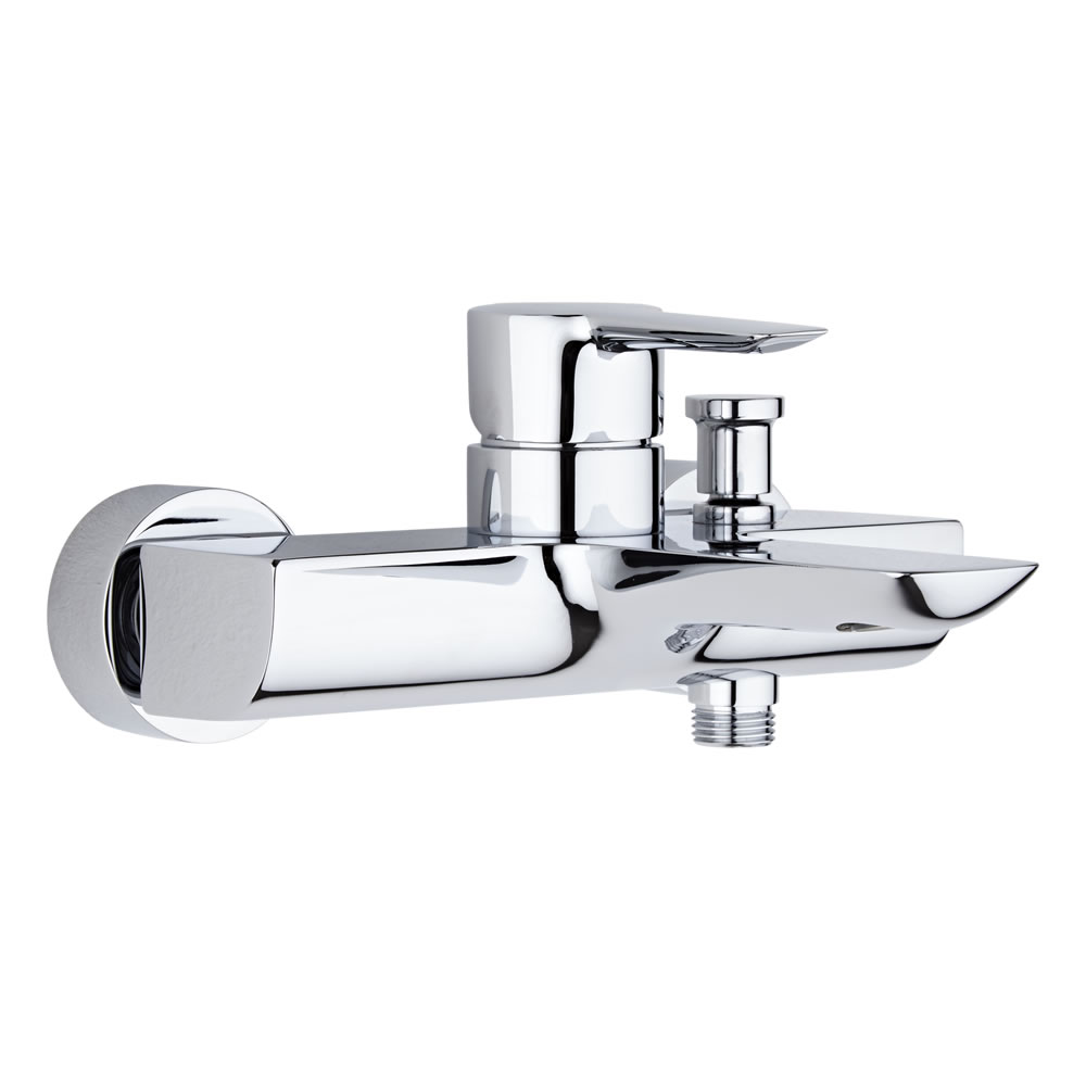 Rubinetto Miscelatore Vasca e Doccia Murale Moderno Murale Acciaio Inox Cromato
