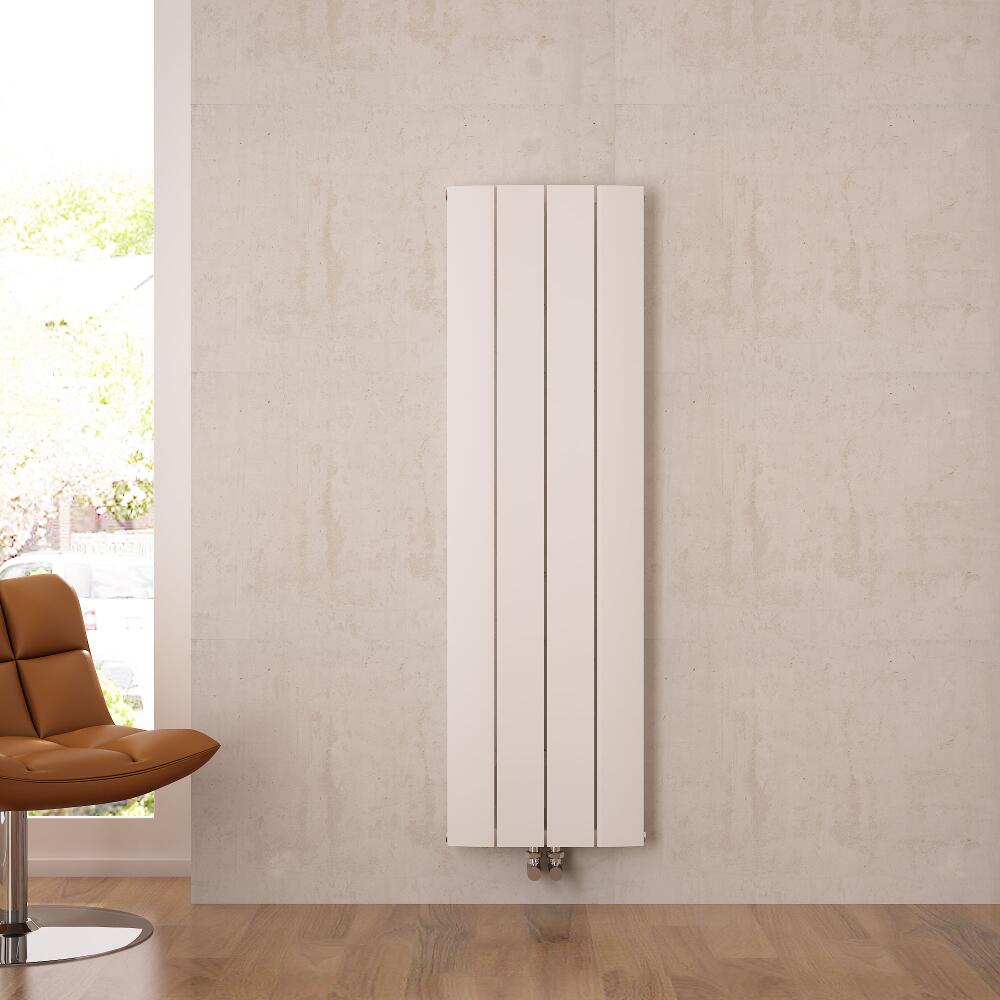 Radiatore di Design Verticale con Attacco Centrale - Alluminio - Bianco - 1600mm x 375mm x 45mm - 1361 Watt - Aurora
