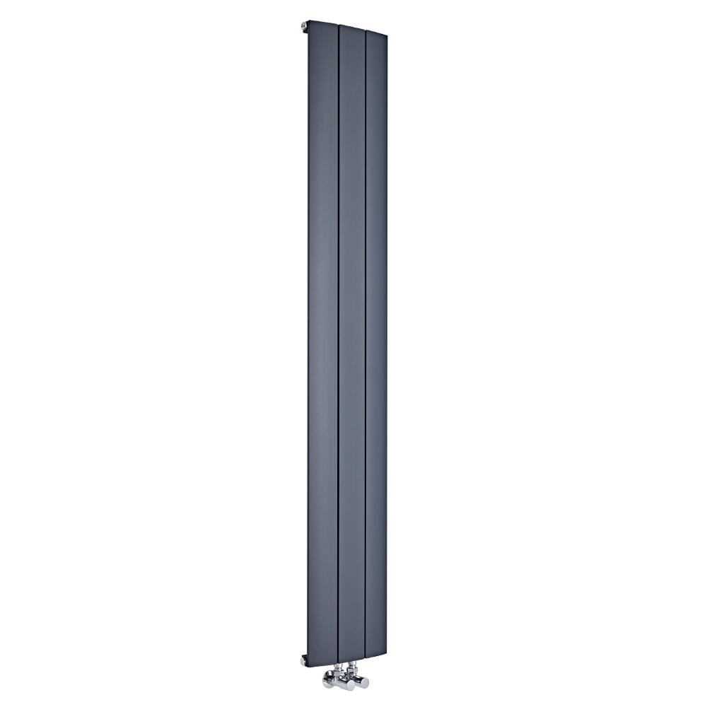 Radiatore di Design Verticale con Attacco Centrale - Alluminio - Antracite - 1800mm x 280mm x 46mm - 1152 Watt - Aurora