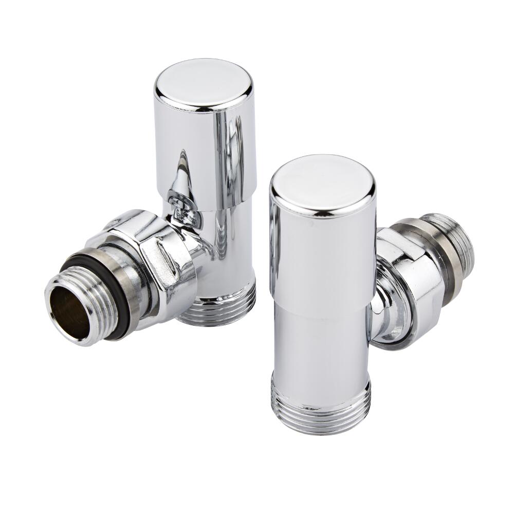 Paio di Valvole Manuali a Squadra con Adattatore per Radiatori e Scaldasalviette per Tubi in Rame 16mm
