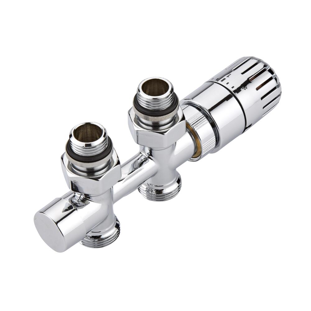 Paio di Valvole Termostatiche Diritte Multiblock H con Adattatore per Radiatori e Scaldasalviette - Multistrato 14mm