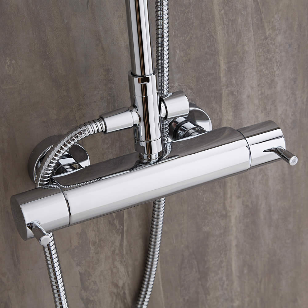 Miscelatore Doccia Termostatico Esterno a 2 Vie in Ottone Cromato