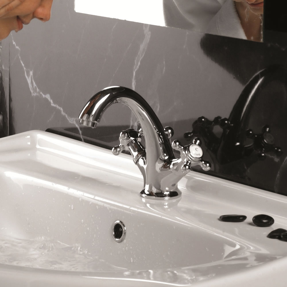 Miscelatore Monoforo Tradizionale per Lavabo in Ottone Cromato- Jade