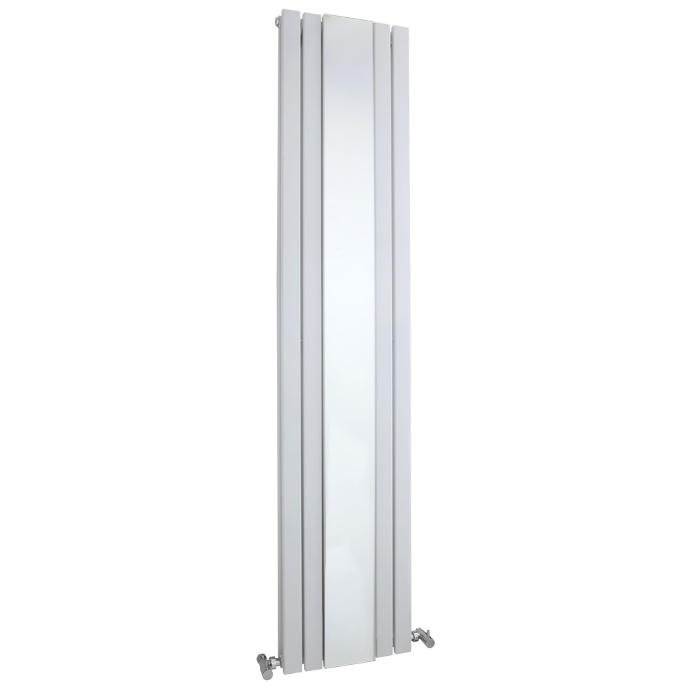 Radiatore Design Verticale - Pannello Doppio e Specchio - Sloane Bianco - 1696 Watt - 1800mm x 381mm