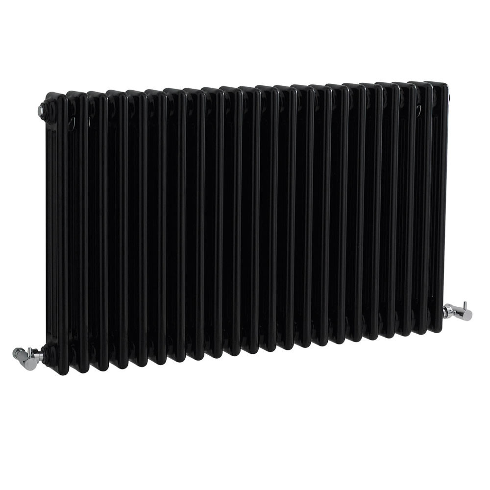 Radiatore di Design Orizzontale a 3 Colonne Tradizionale - Nero - 600mm x 1010m x 100mm - 2217 Vatios - Regent