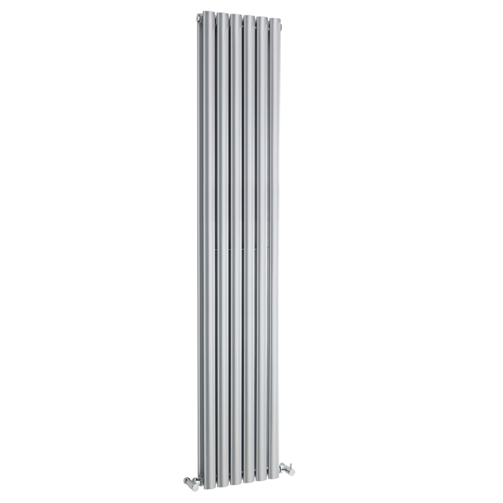 Radiatore di Design Verticale Doppio - Argento Lucido - 1800mm x 354mm x 105mm - 2200 Watt - Revive