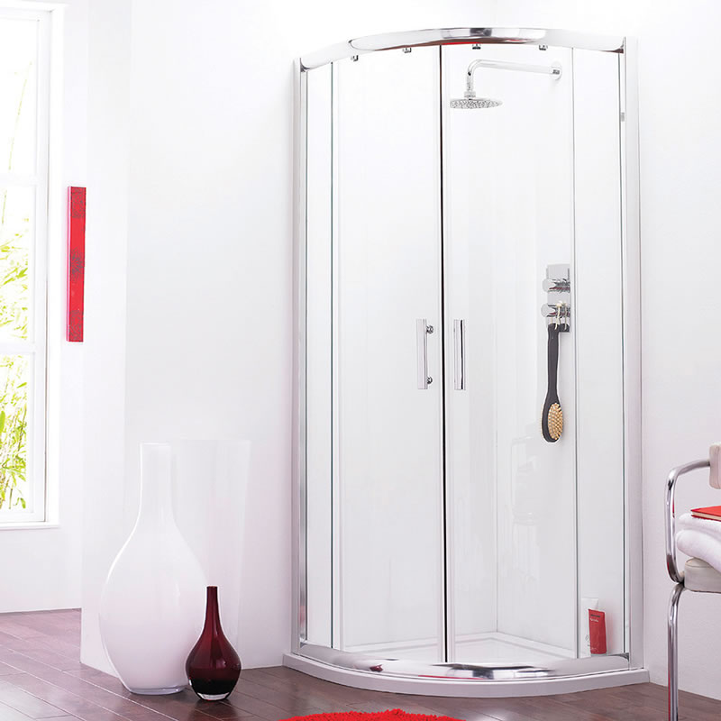 Cabina Box Doccia Semicircolare con Due Ante Scorrevoli e 2 Ante Fisse 1000x1000mm con Piatto Doccia