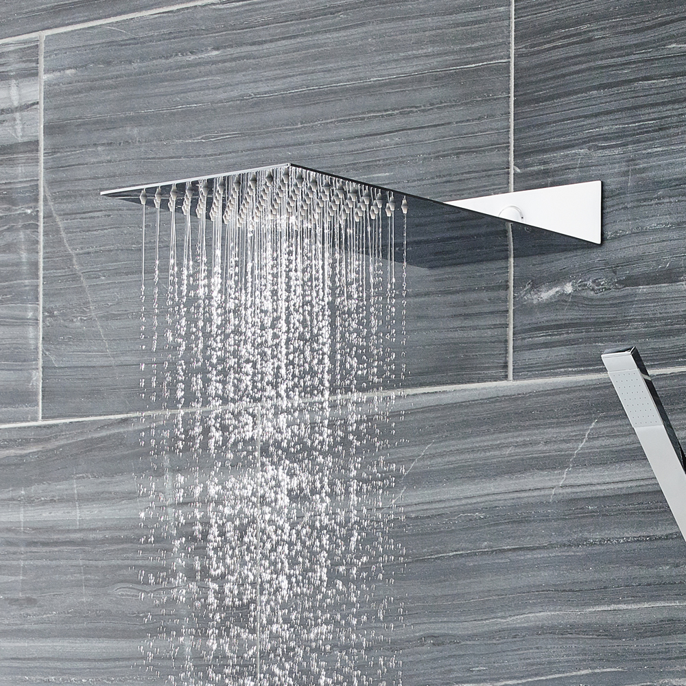 Soffione Rettangolare Ultrapiatto Slimline 200mm x 430mm con Braccio Integrato
