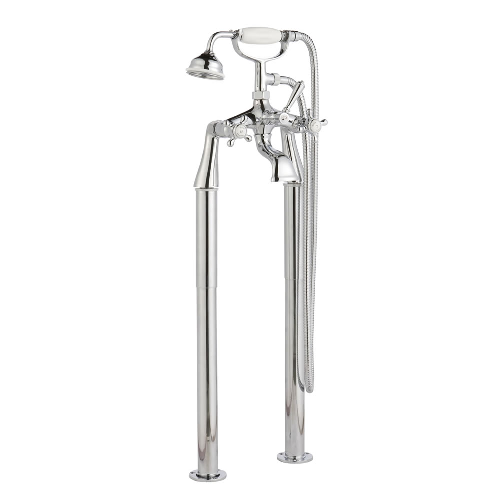 Gruppo Vasca Esterno da Terra con Bocca, Doccetta e Colonne a Pavimento per Vasche Freestanding- Bloomsbury