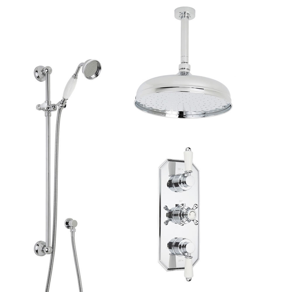 Kit Doccia Tradizionale Completo con Miscelatore Termostatico Doccia in Ottone Cromato