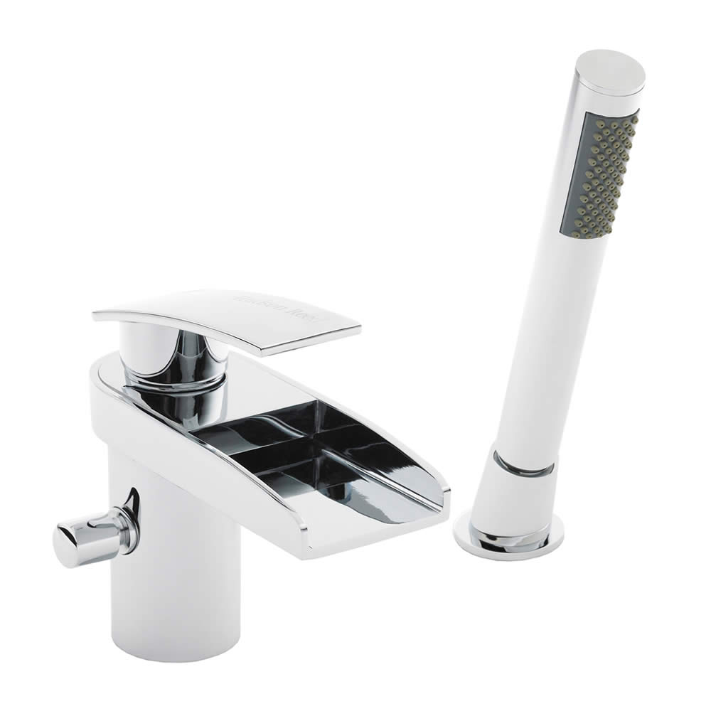 Batteria Bordo Vasca e Lavabo a 2 Fori con Miscelatore a Cascata e Doccetta - Rhyme