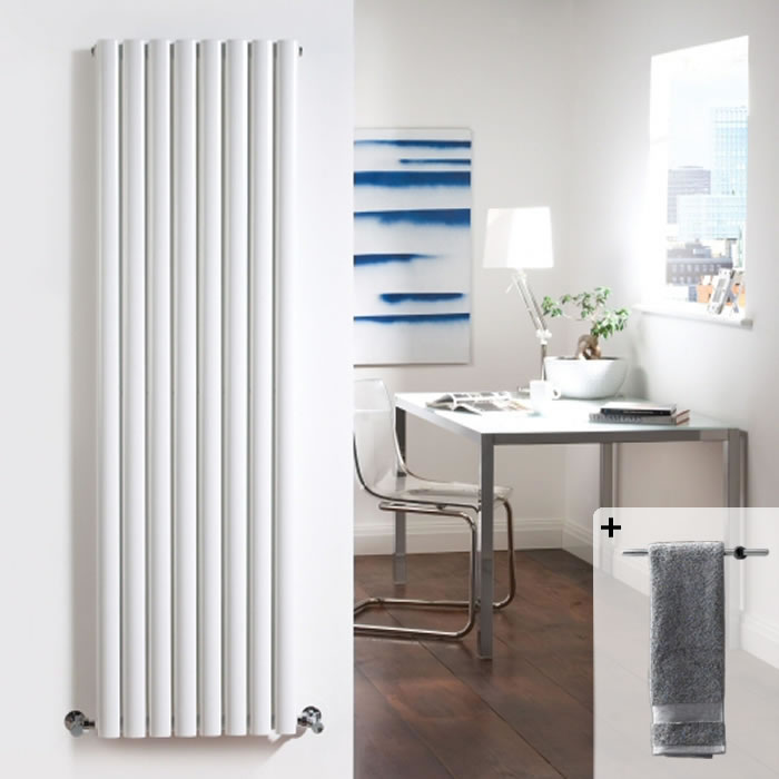 Radiatore di Design Verticale Doppio - Bianco - 1780mm x 472mm x 105mm - 1868 Watt - Revive
