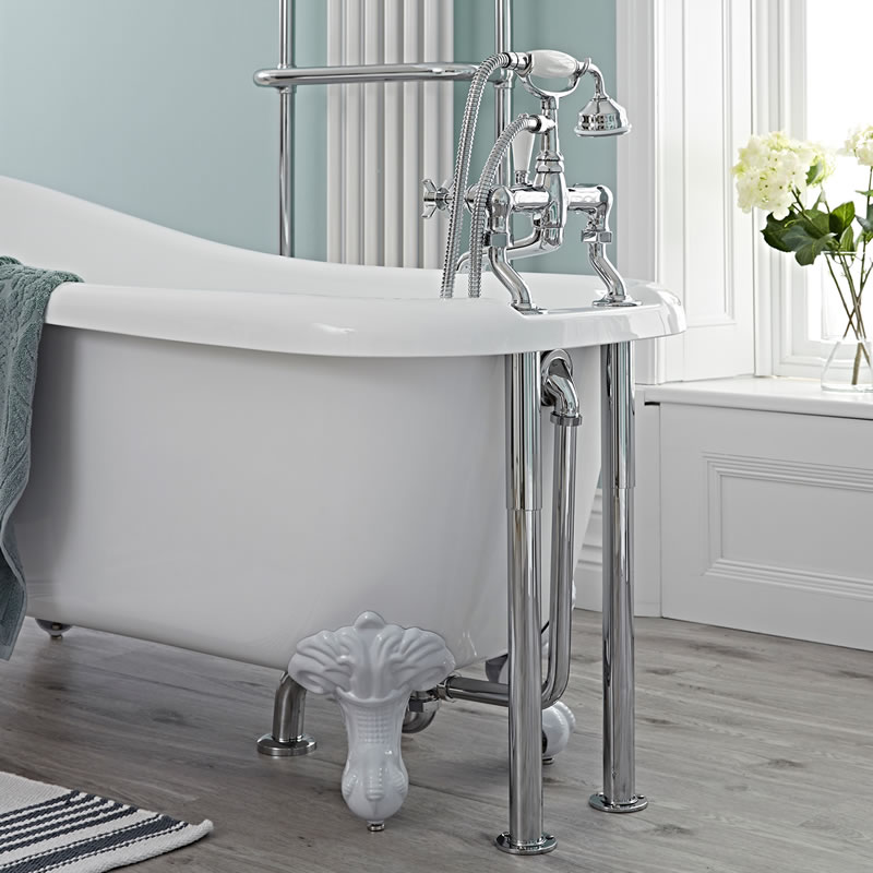 Kit di Accessori di Lusso per Vasche Centro Stanza con Colonna Scarico Vasca Freestanding, Siffone e Copritubi