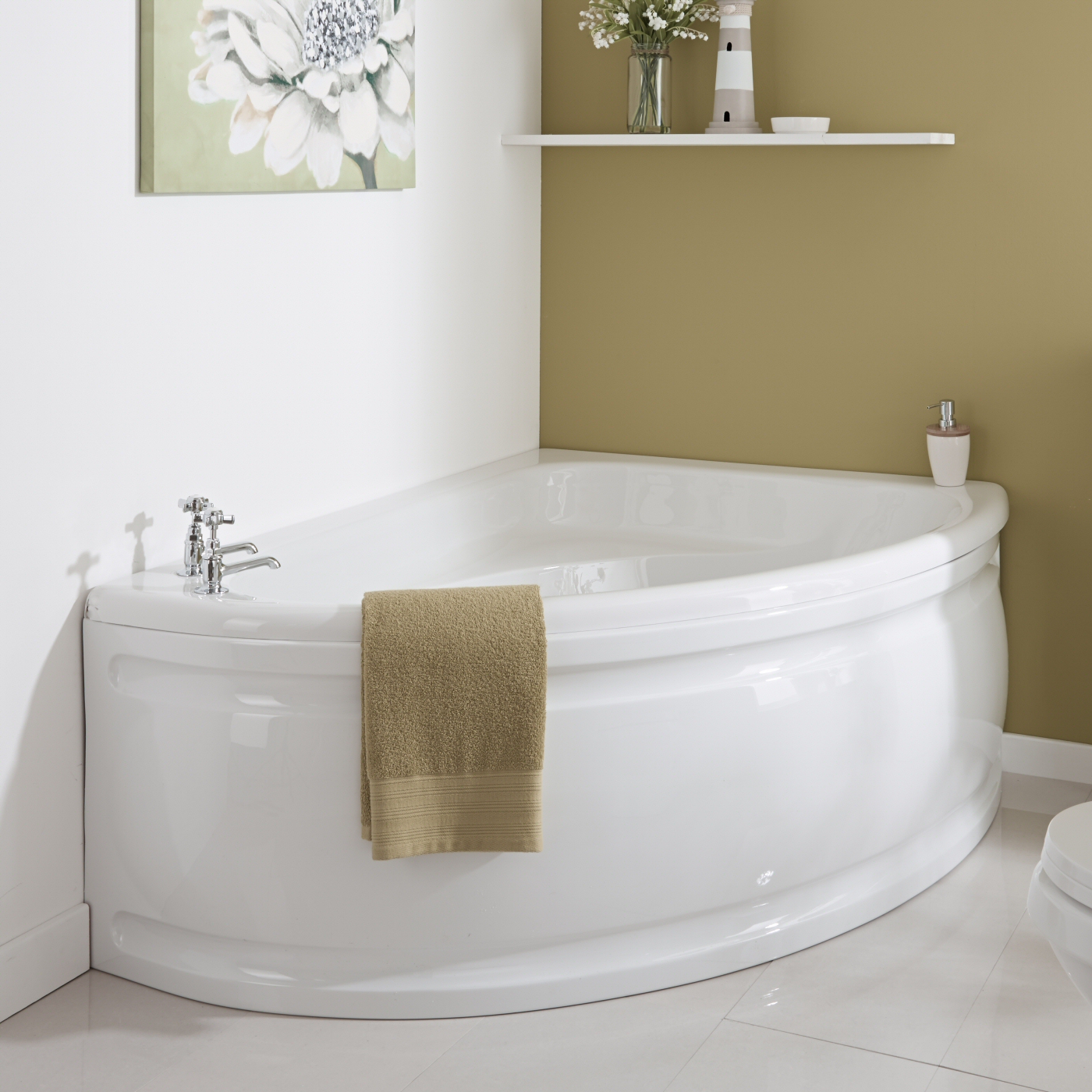 Vasca da Bagno 150x102cm in Acrilico Versione Angolare Destra con Pannello