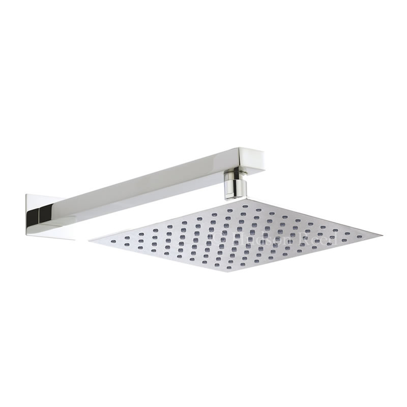 Soffione Quadrato 300mm x 300mm in Acciaio Inossidabile con Braccio Doccia