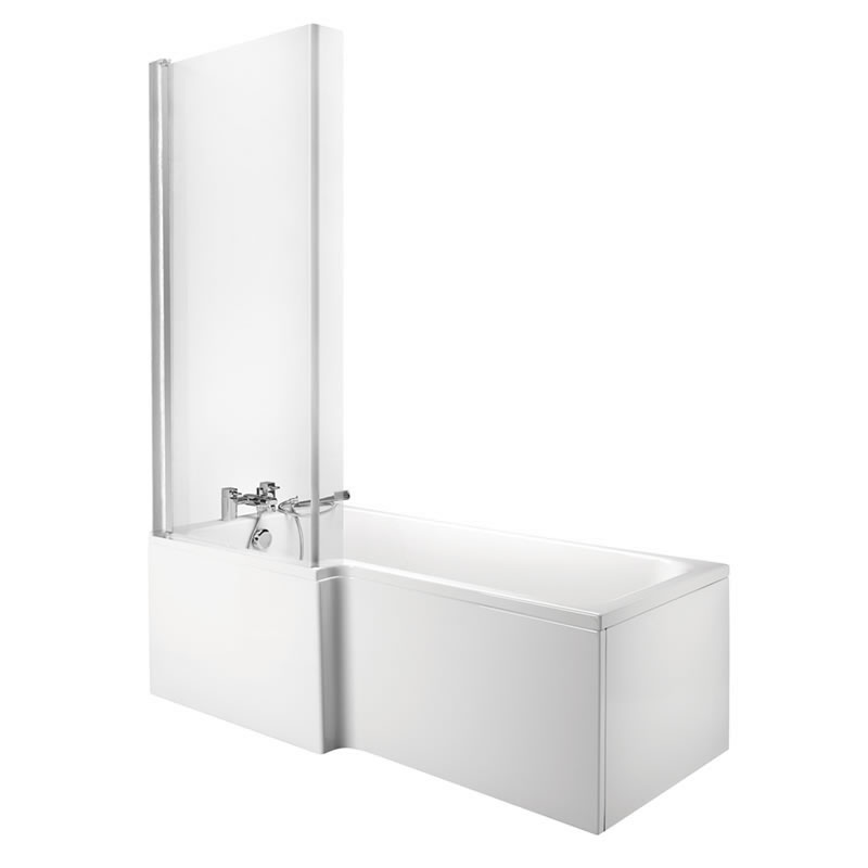 Vasca da Bagno Rettangolare Asimmetrica 170x85cm in Acrilico Versione Sinistra Completo di Pannelli Vasca