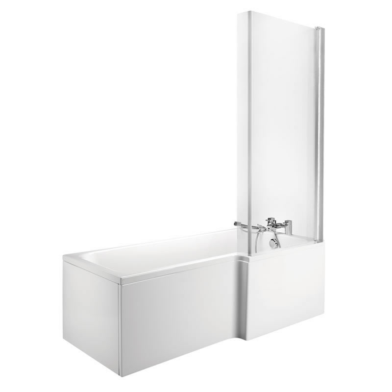 Vasca da Bagno Rettangolare Asimmetrica 170x85cm in Acrilico Versione Destra Completa di Pannelli Vasca