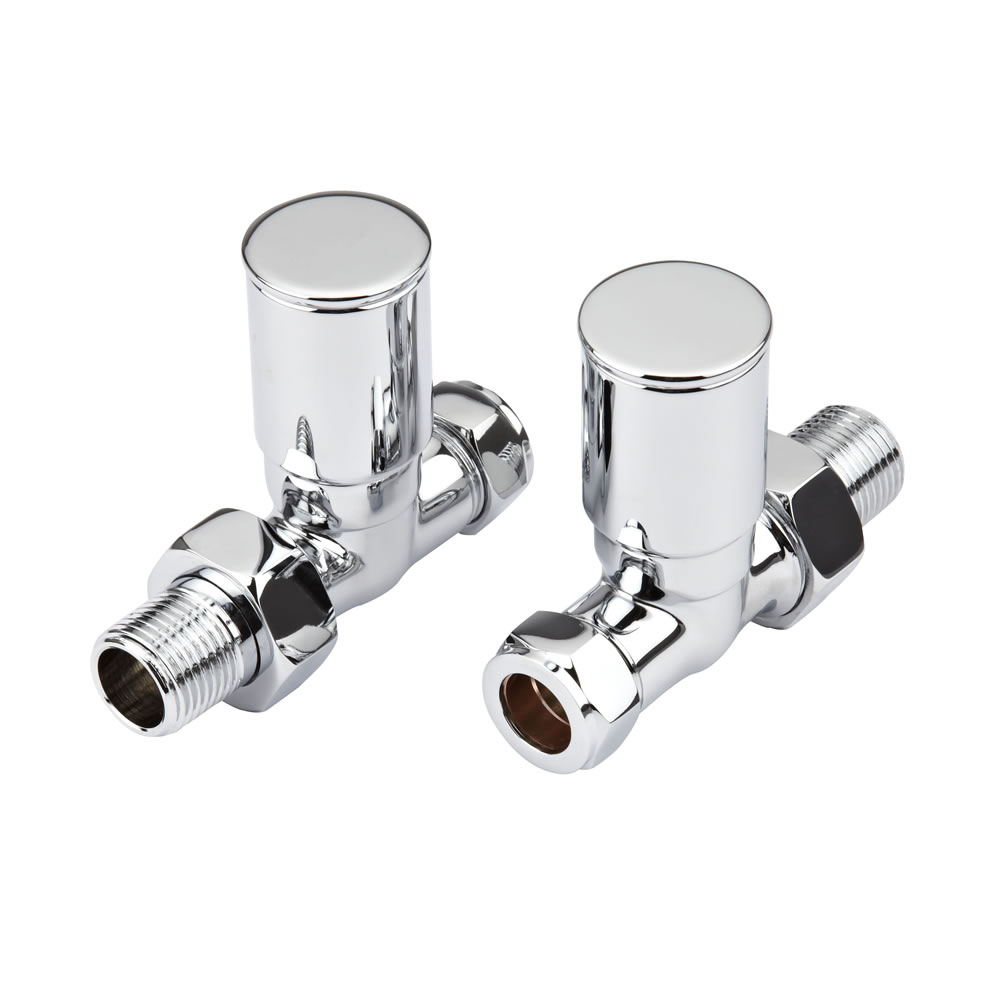 Paio di Valvole Manuali Minimaliste Diritte Per Radiatore e Scaldasalviette per Tubi in Rame 15mm