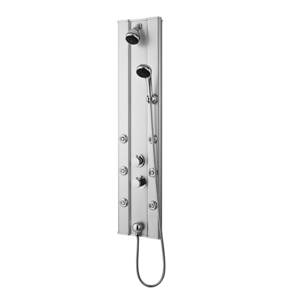 Pannello Doccia in Alluminio Completo con Miscelatore Termostatico e 6 Idrogetti