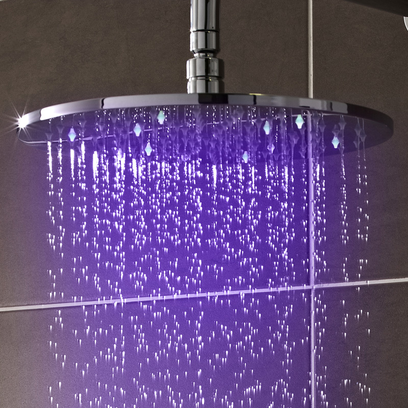 Soffione Doccia LED Orientabile Tondo in Acciaio Inox 300mm
