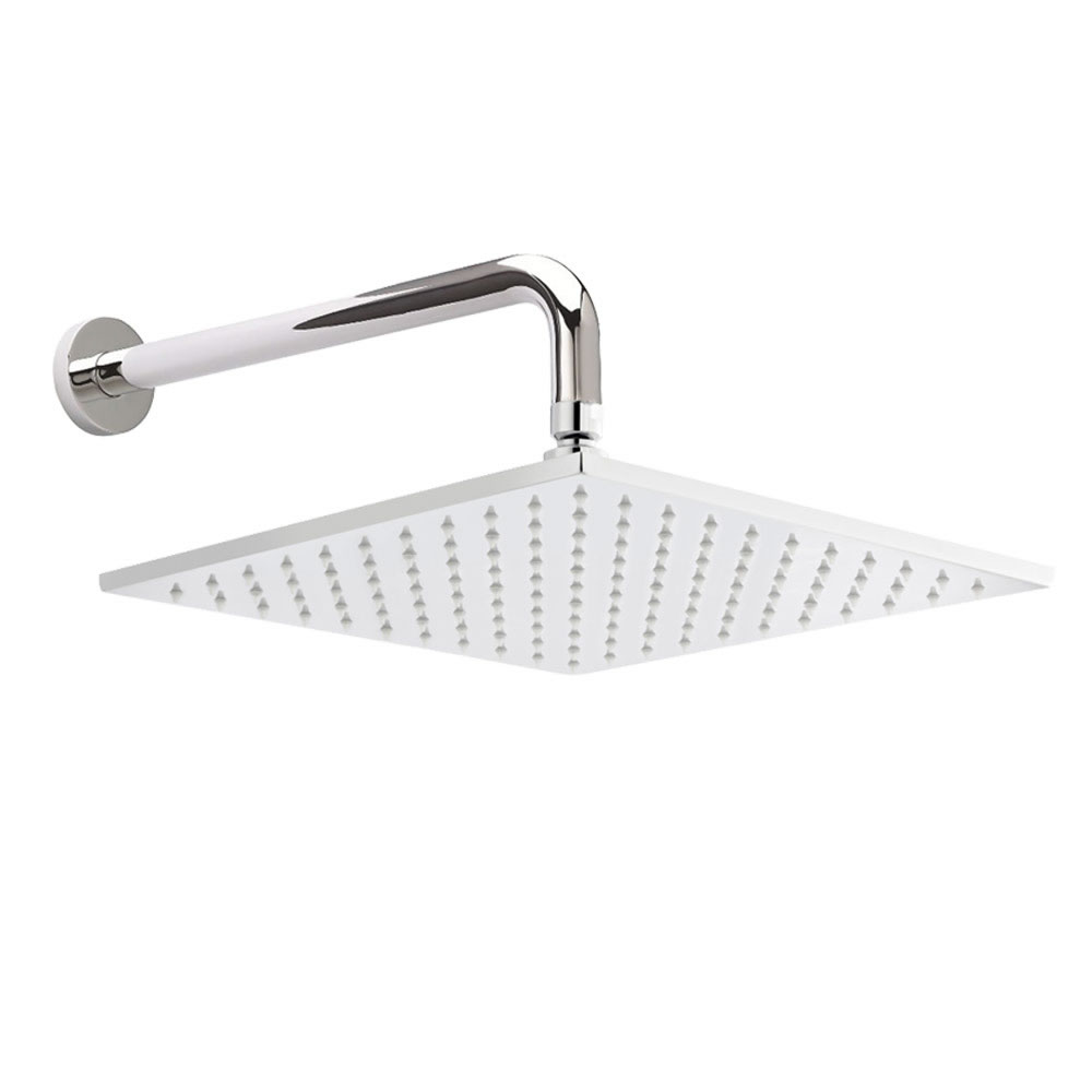 Soffione Doccia LED Fisso Quadrato 200mm con Braccio Doccia Murale