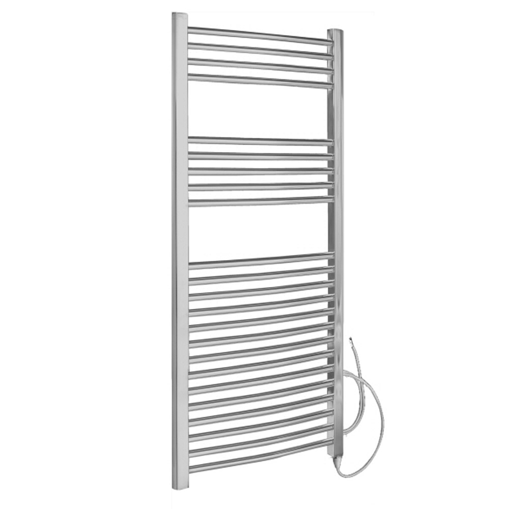 Radiatore Scaldasalviette Elettrico Curvo - Acciaio Cromato - 1200mm x 600mm x 46mm - Ischia