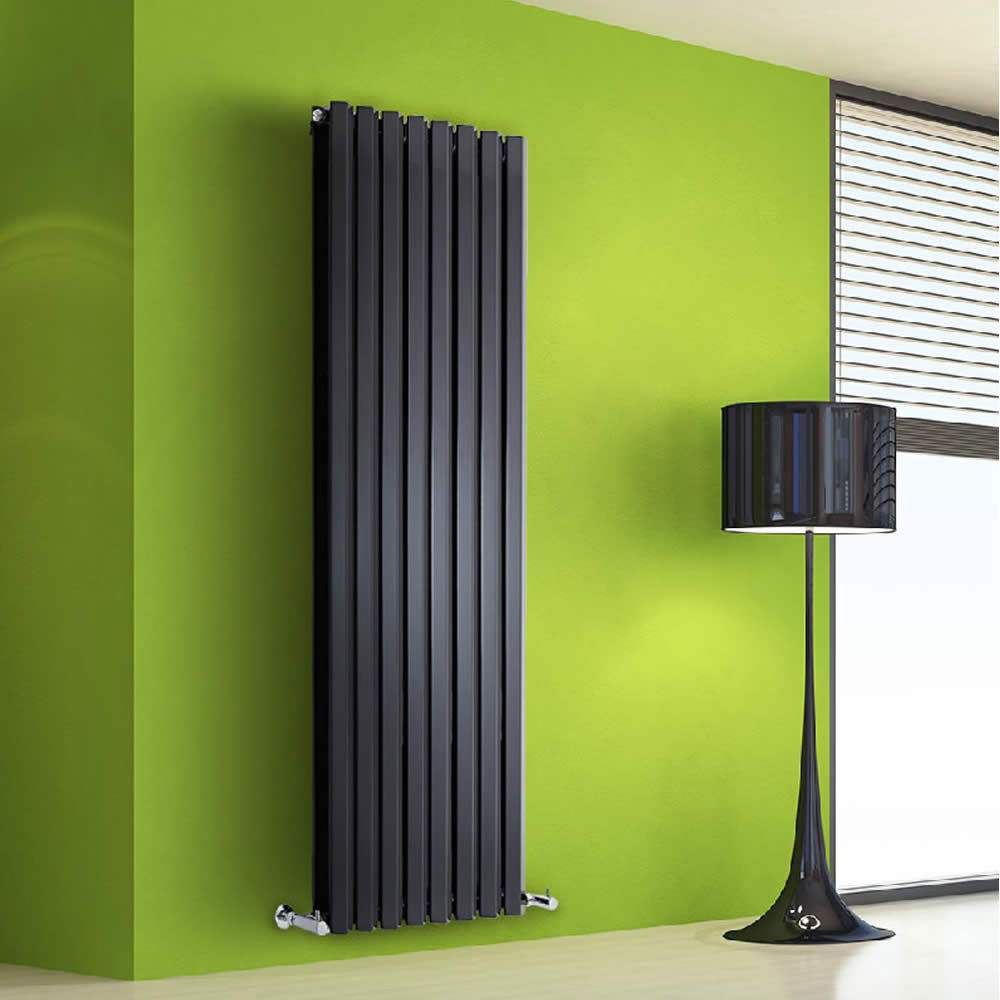 Radiatore di Design Verticale Doppio - Nero - 1600mm x 560mm x 86mm - 1967 Watt - Rombo