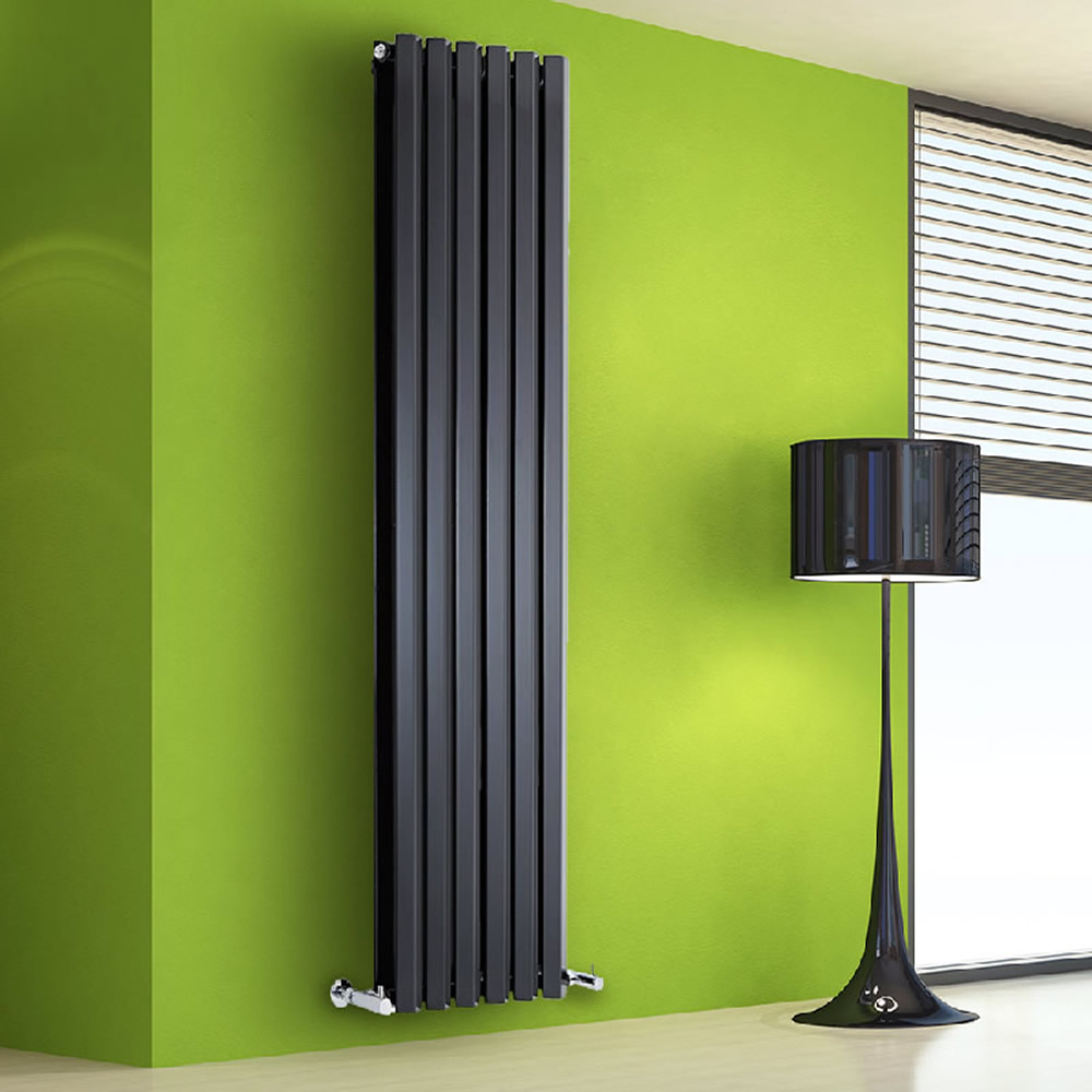 Radiatore di Design Verticale Doppio - Nero Lucido - 1780mm x 420mm x 86mm - 1618 Watt - Rombo