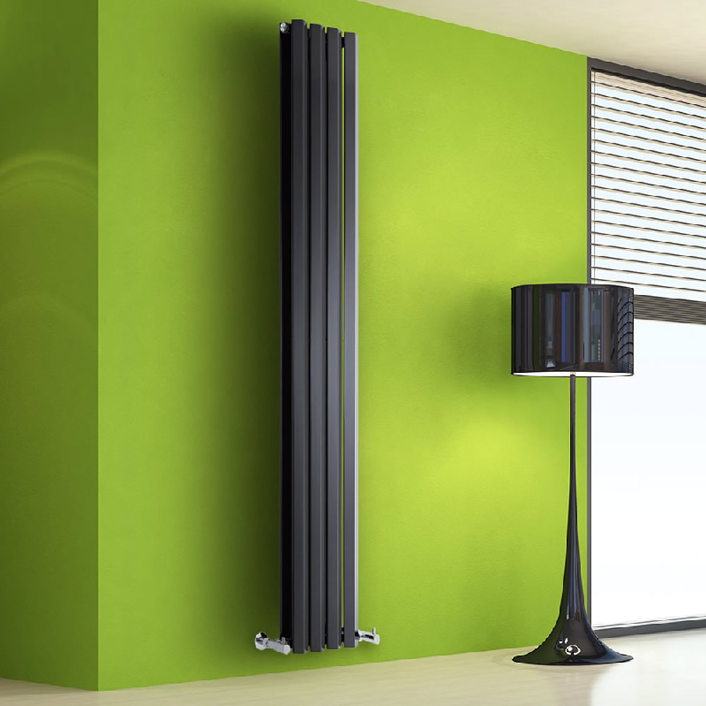 Radiatore di Design Verticale Doppio - Nero - 1780mm x 280mm x 86mm - 1079 Watt - Rombo