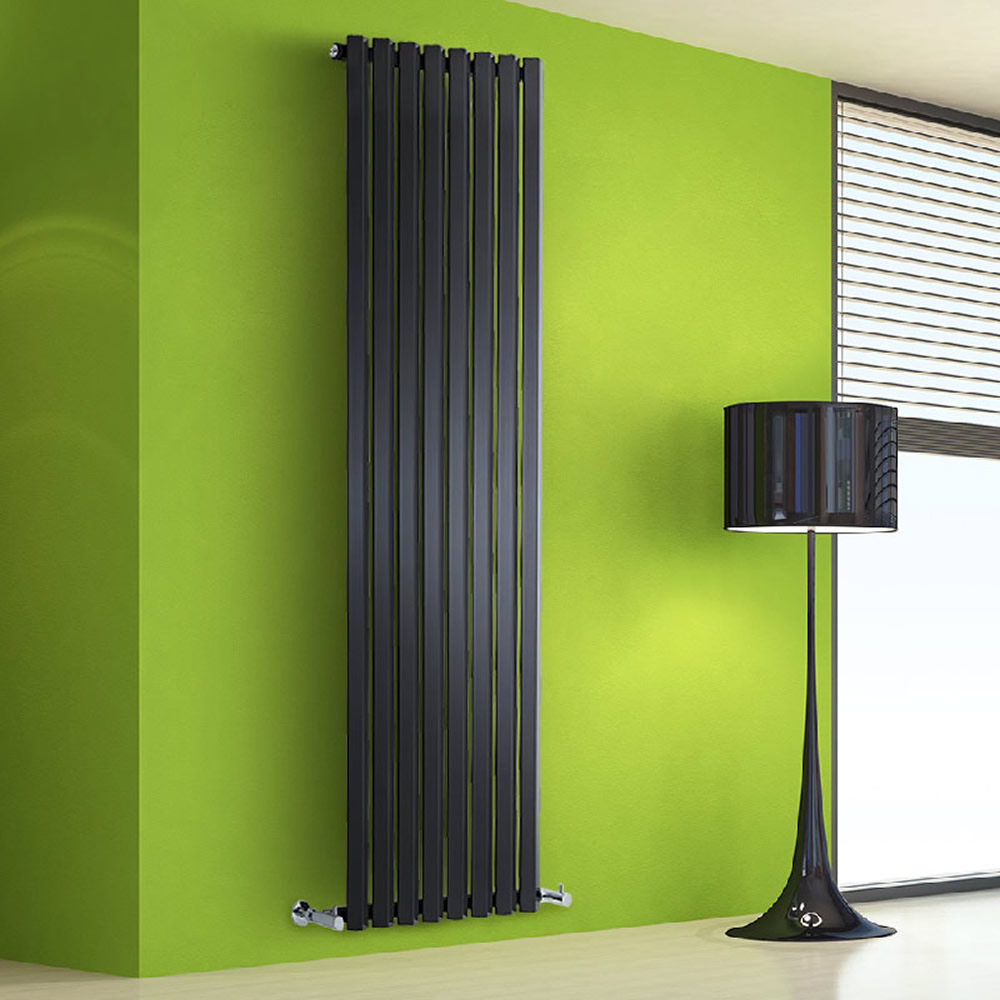 Radiatore di Design Verticale - Nero Lucido - 1780mm x 560mm x 60mm - 1401 Watt - Rombo